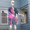 3 Pcs Hawaiian 12 ft Giant Skeleton Costume Accessories Set Includes Tropical Print Vest Shirt Shorts and Inflatable Flamingo